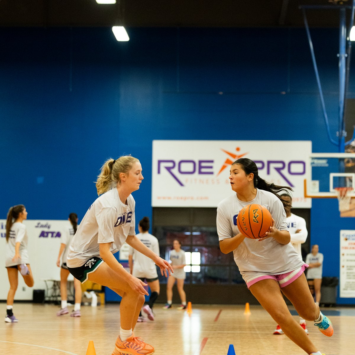 Players competing in a scrimmage
