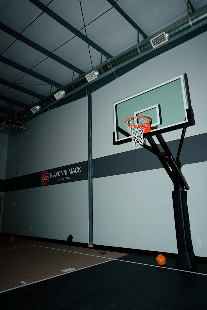 Inside the Mack Basketball training facility court