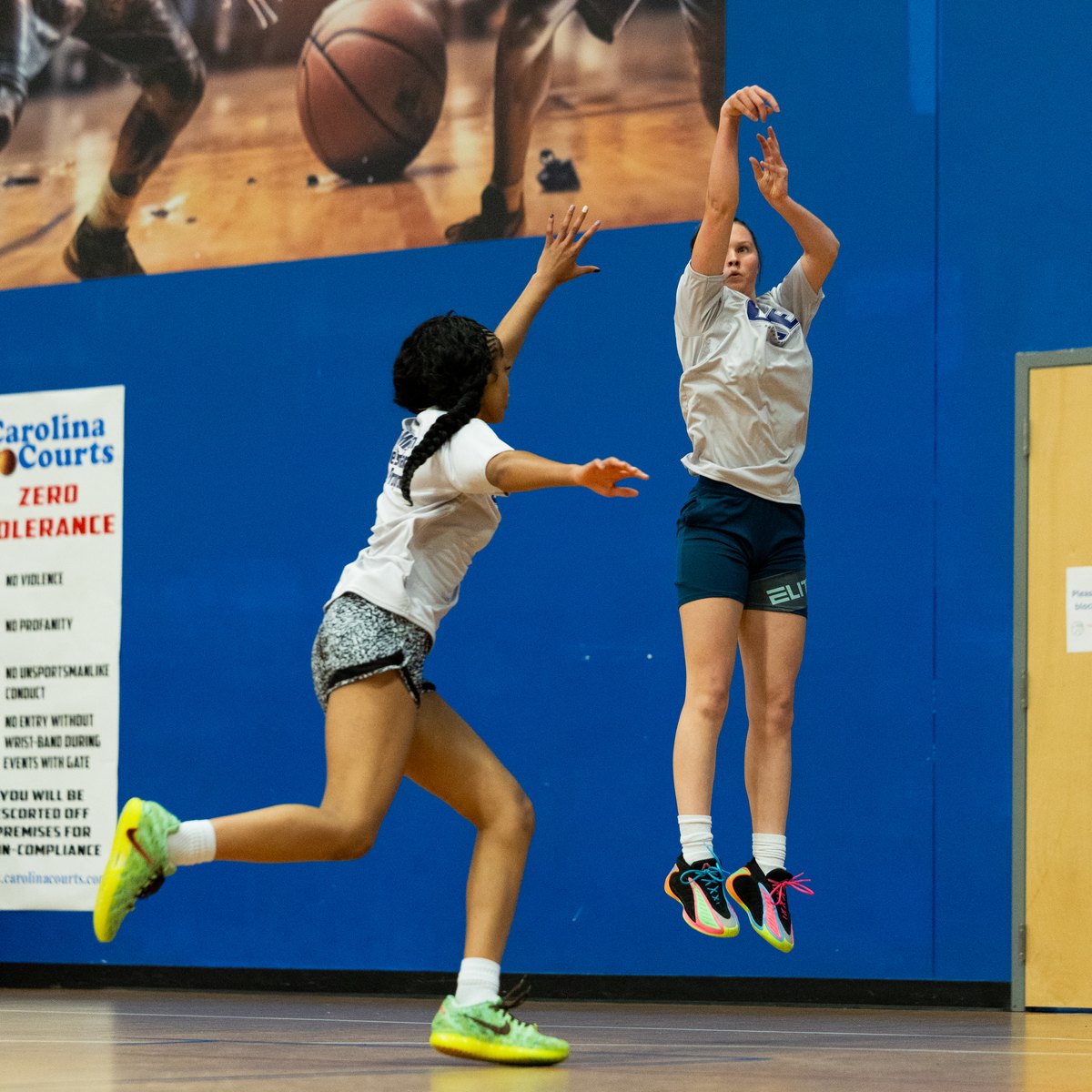 Athlete finishing through contact